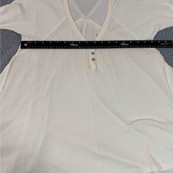 Free People We The Free Women’s Citrine Thermal Top Tee V Neck Small Cream - Picture 11 of 11